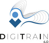 Logo von DigiTrain 4.0 mit blauen Kurvenlinien auf weißem Grund.